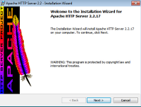 Ekran powitalny instalatora serwera Apache w Windows 7 x64